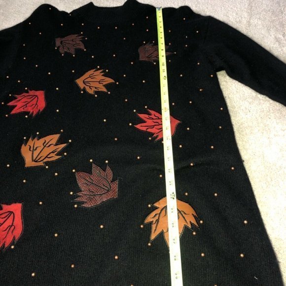 Vintage Sweater Evan Davies Lambs‎ Wool Angora Rabbit Hair Leaves Granny Core - Picture 11 of 13